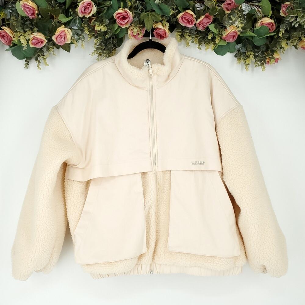 Koral Aina Off-White Faux Sherpa Reversible Jacket NWT XL